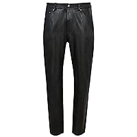 Smart Range Men's Leather Pants Biker Trouser Black Jeans Style Strong Cowhide Leather 501
