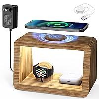 Wireless Charging Station: 3-in-1 Wireless Charger with Night Lights - Fast Wireless Charger Stand Compatible with iPhone 14/13/12/11 Pro Max/X/Xs Max/8, AirPods Pro, iWatch Series 8/7/6/5/SE/4/3/2