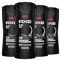 AXE Body Wash Black 4 Count 12h Refreshing Scent Cleanser Frozen Pear & Cedarwood Men's Body Wash with 100% Plant-Based Moisturizers 16 oz