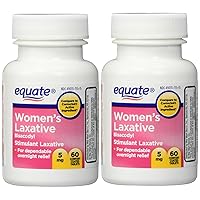 Women's Laxative Tablets, Bisacodyl 5mg 120ct (Two 60ct bottles) by Equate Compare to Correctol