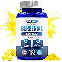 We Like Vitamins Berberine 1200mg Pure Max Strength - 180 Berberina Gluten-Free Vegetarian Capsules - 1200mg per Serving Berberine Supplement, 90 Servings of Berberine HCL1200mg