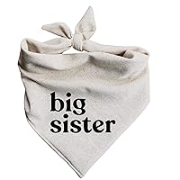 Dog Bandana Pregnancy Announcement Big Sister Baby Reveal Oatmeal Cream Minimal Neutral Color Announcement to Family (Large)