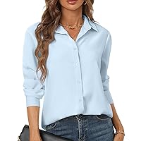 Women's Button Down Shirts Basic Classic Soft Shirt Collared Long Sleeve Dressy Casual Solid Color XS-XXL