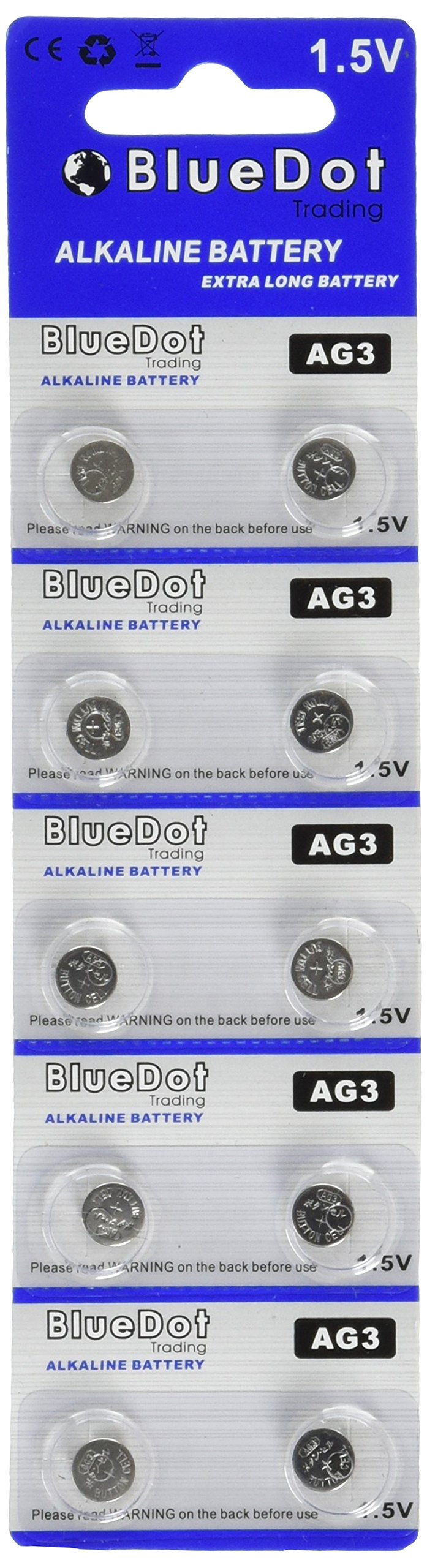 BlueDot Trading AG3 LR41 SR41 392 196 Alkaline Button Coin Cell 1.55v Battery for Watches, Calculators, Toys, Other Electronic Products, Quantity 10 Count