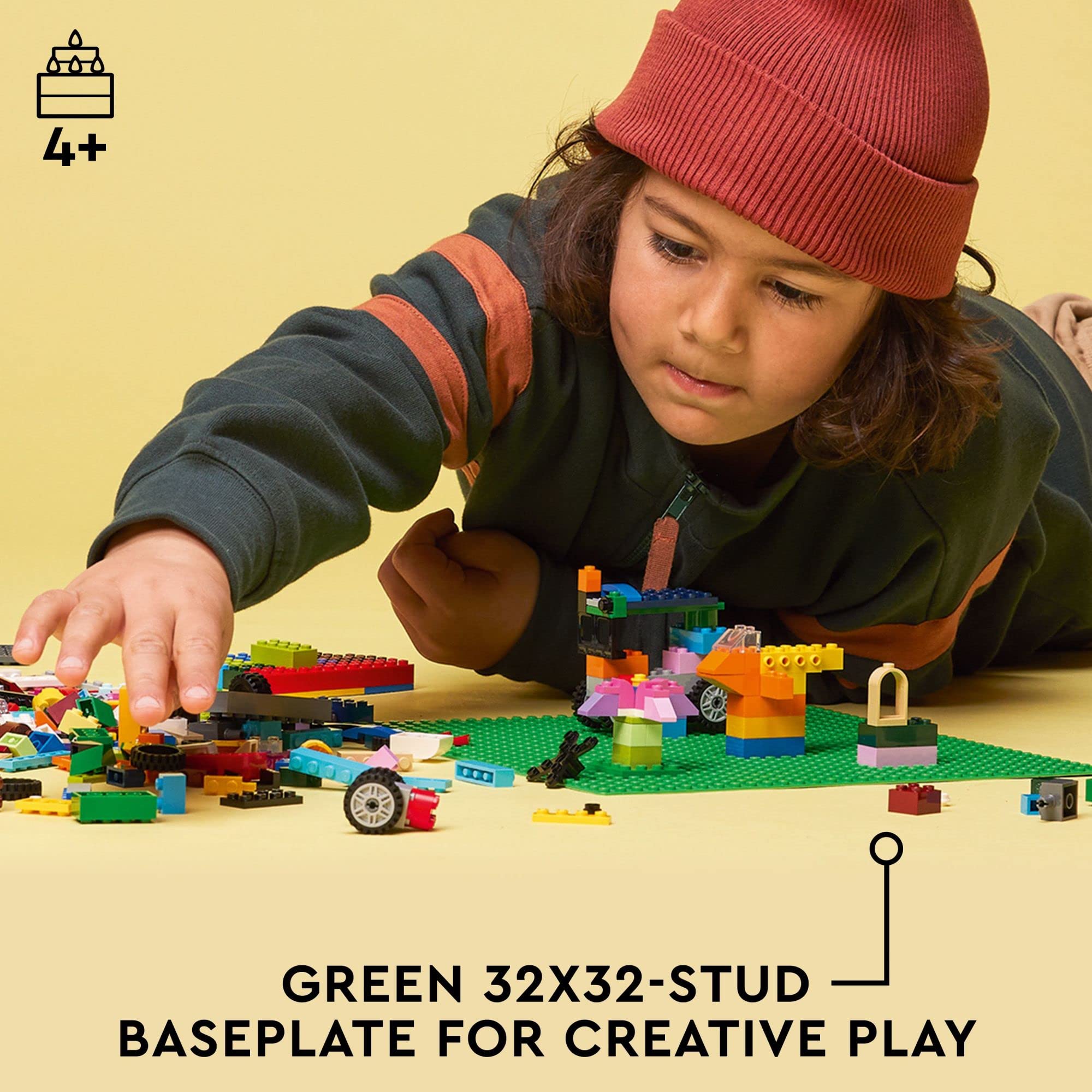 LEGO Classic Green Baseplate 11023 Creative Toy, Essential Back to School Supplies for Kids Brick Creations, Foundation for Creative Play and Learning