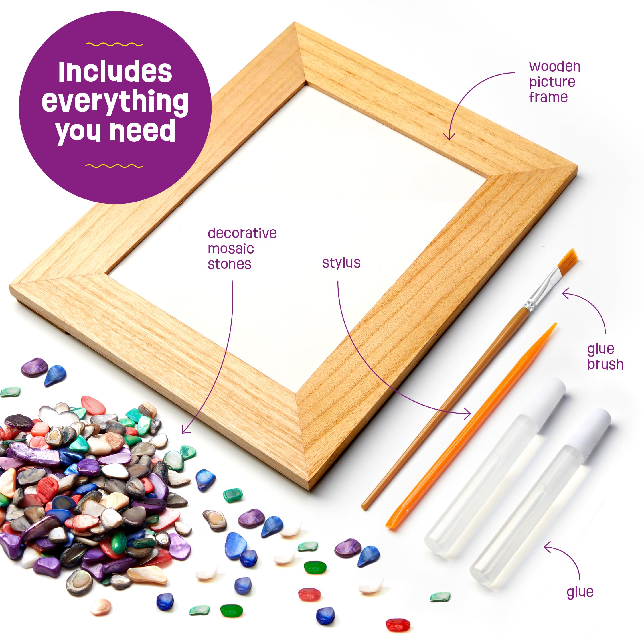 DIY Mosaic Picture Frame Kit for Kids - Arts and Craft Kits for Girls & Boys - Crafts for 6-14 Year Old - Photo Birthday Gifts for Ages 6, 7, 8, 9, 10, 11, 12, Gift for Teens, Tweens, 6-8, 8-12, 10-12