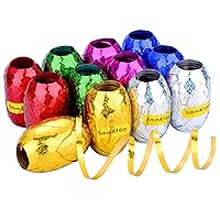 12 Pieces Christmas Metallic Glitter Curling Ribbon Set for Christmas Thanksgiving Decoration Wedding, Party, Balloon Gift Wrapping, 6 Diferrent Colors