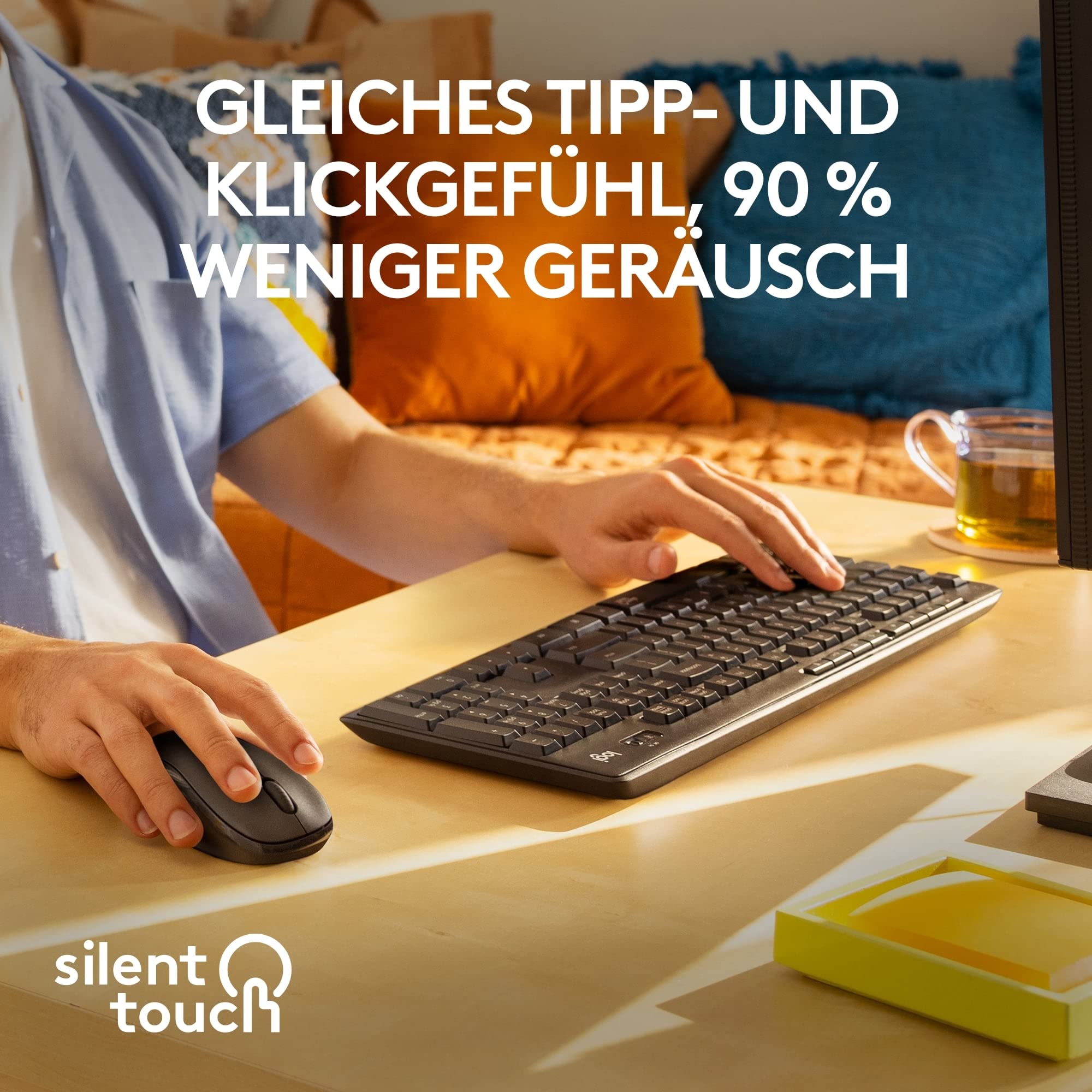 Logitech MK295 kabelloses Tastatur-Maus-Set mit SilentTouch-Technologie, Shortcut-Tasten, optischer Spurführung, Nano USB-Empfänger, verzögerungsfreier Drahtlosverbindung, QWERTZ layout - Graphit