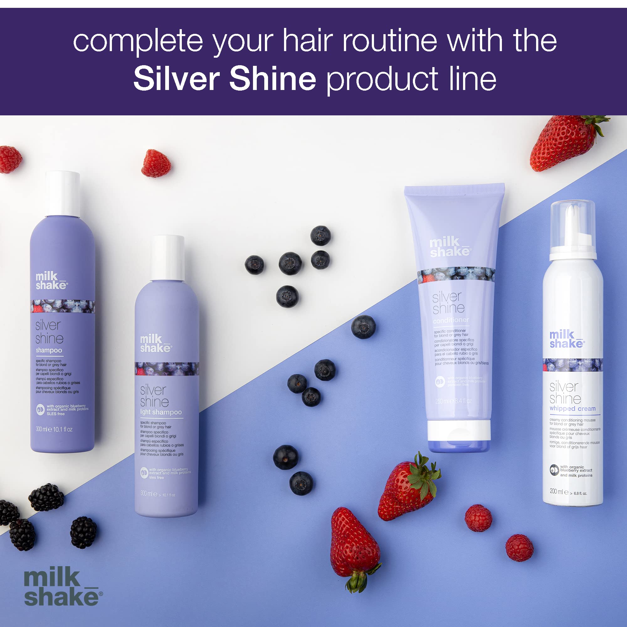 milk_shake Silver Shine Purple Shampoo 10.1 Fl Oz + Silver Shine Purple Conditioner 8.4 Fl Oz - Blonde Shampoo and Conditioner for Brassy Hair