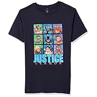 Warner Brothers Justice League Justified Boy's Premium Solid Crew Tee, Navy Blue, Youth X-Small