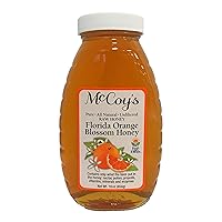 Raw Honey - Pure All Natural Unfiltered & Unpasteurized - McCoy's Honey Florida Orange Blossom Honey Jar 16oz