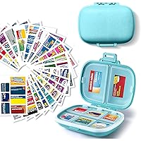 Pill Organizer with Medicine Labels Travel Daily Pill Container Mini Medication Organizer Storage Pill Organizer Travel Essentials Pill Case 7 Day Pill Organizer (Blue)