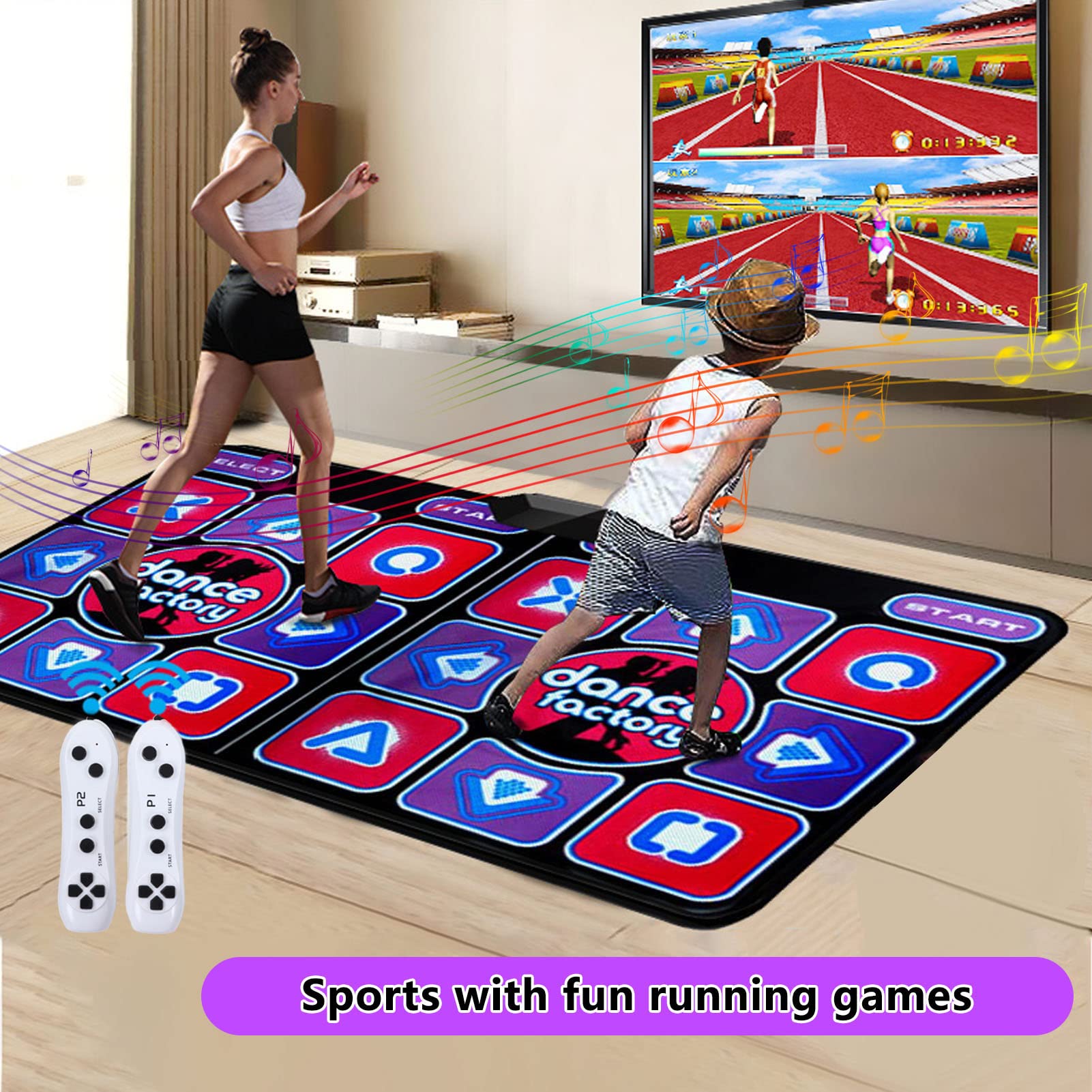 Ldafava Dance Mat Games for TV, Wireless Musical Electronic Dance Mats, Double User Exercise Fitness Non Slip Dance Step Pad Dancing Mat for Kids, Adults, Boys, Girls