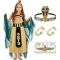 Tacobear Egyptian Costume for Girls Kids, Queen Cleopatra Dress with Snake Accessories, Halloween Girl Dress Up Clothes