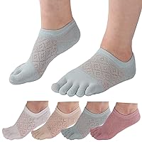 Women's Toe socks Cotton Lightweight No Show Five Fingers Running Socks 4 Pack