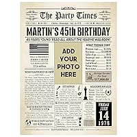 Personalized 45th Birthday Newspaper Poster Canvas, Personalized Photo Birthday Gift Newspaper Poster Canvas, Back In 1978 Gifts Idea Birthday, Custom Photo Birthday Decorations for Men Women