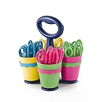 Westcott School Scissor Caddy and 5-Inch Pointed Safety Scissors for Kids, Assorted, 24 Pack (14755)