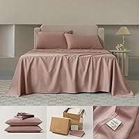 Cotton Tencel Sheet Set - Good Housekeeping Award Winner, Queen Sheet Set Cooling, Soft Luxury Bedding Set, 1 Fitted Sheet, 2 Pillowcases, Dusty Mauve