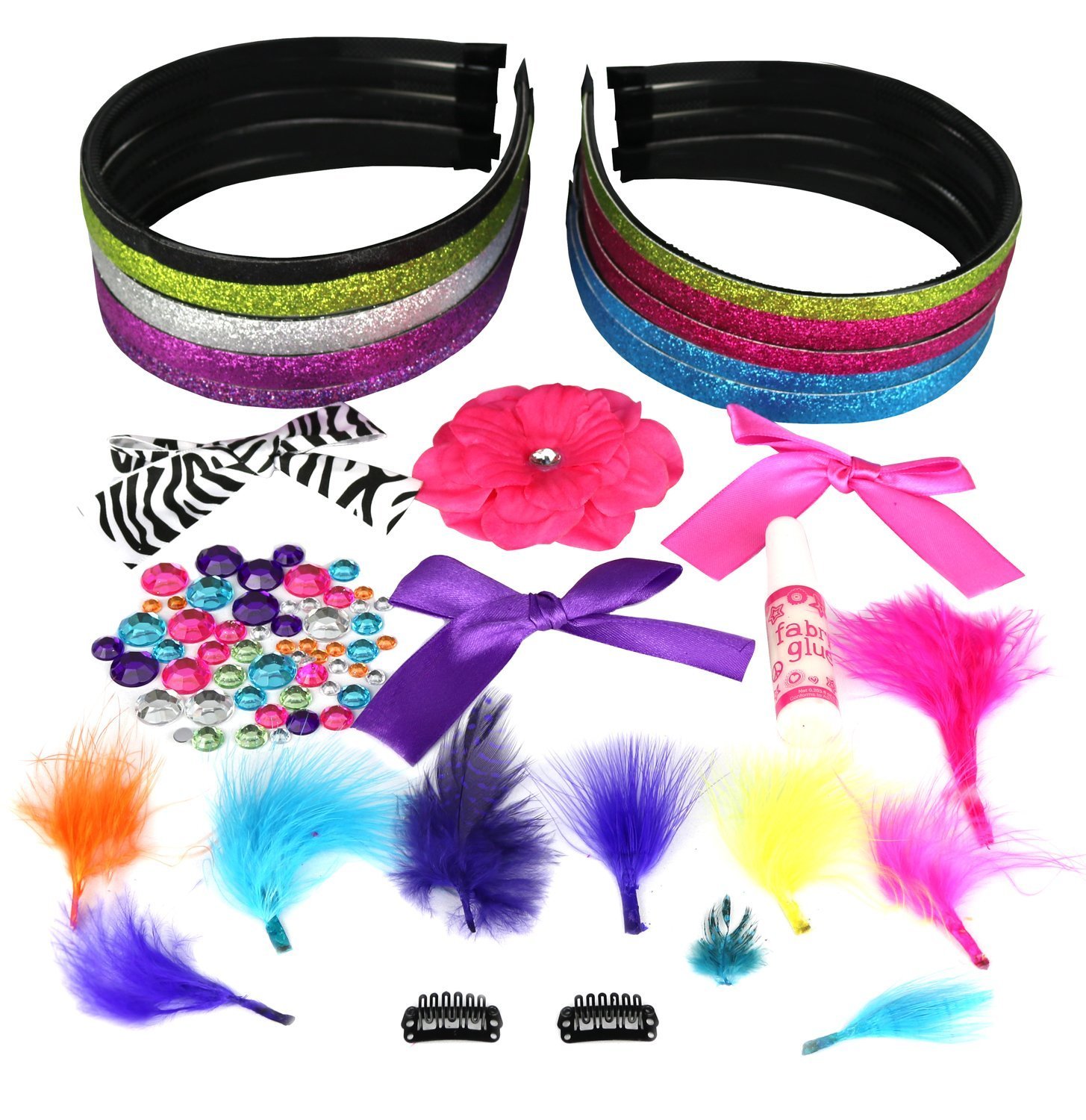 Click N' Play DIY Headband Kit, Create Your Own Headband, Hair Fashion DIY Arts & Crafts Kits for Girls, 10 Colorful Headband + Stylish Accessories, Girl Birthday Party,, Ages 5+ 