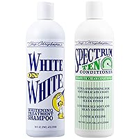 Chris Christensen Shampoo & Conditioner 16 oz Bundle, White on White Shampoo + Spectrum Ten Therapeutic Cream Conditioner, Groom Like a Professional, Made in USA