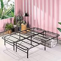 SmartBase Tool-Free Assembly Mattress Foundation / 14 Inch Metal Platform Bed Frame / No Box Spring Needed / Sturdy Steel Frame / Underbed Storage, Full,Black