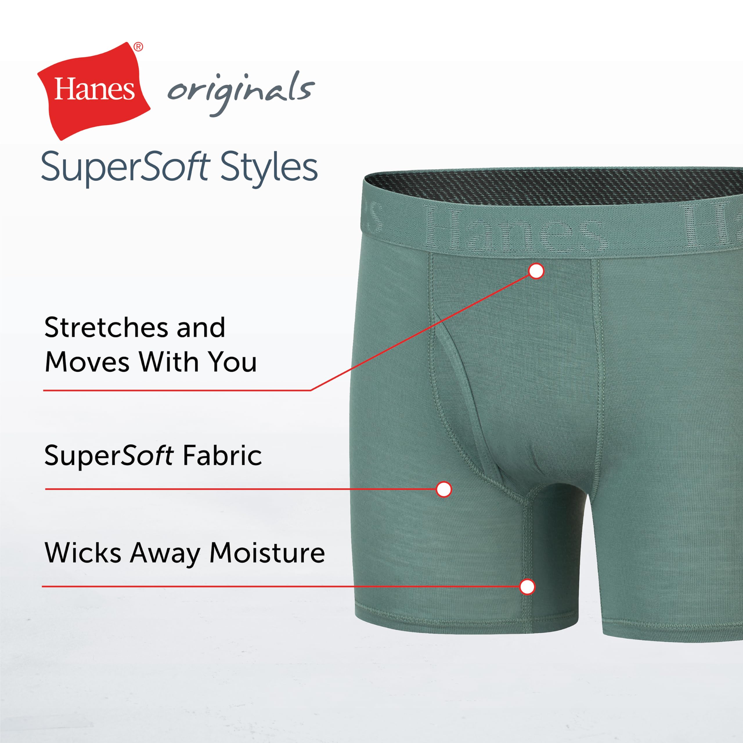 Hanes Originals Ultimate Supersoft Boys' Boxer Brief Underwear, Assorted, 5-Pack