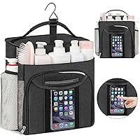 Large Capacity Portable Shower Caddy for College Dorm Room Essentials, Separate Compartment Shower Caddy Dorm Hanging Toiletry Bag for College Student Camping Gym Travel Essentials (Black)