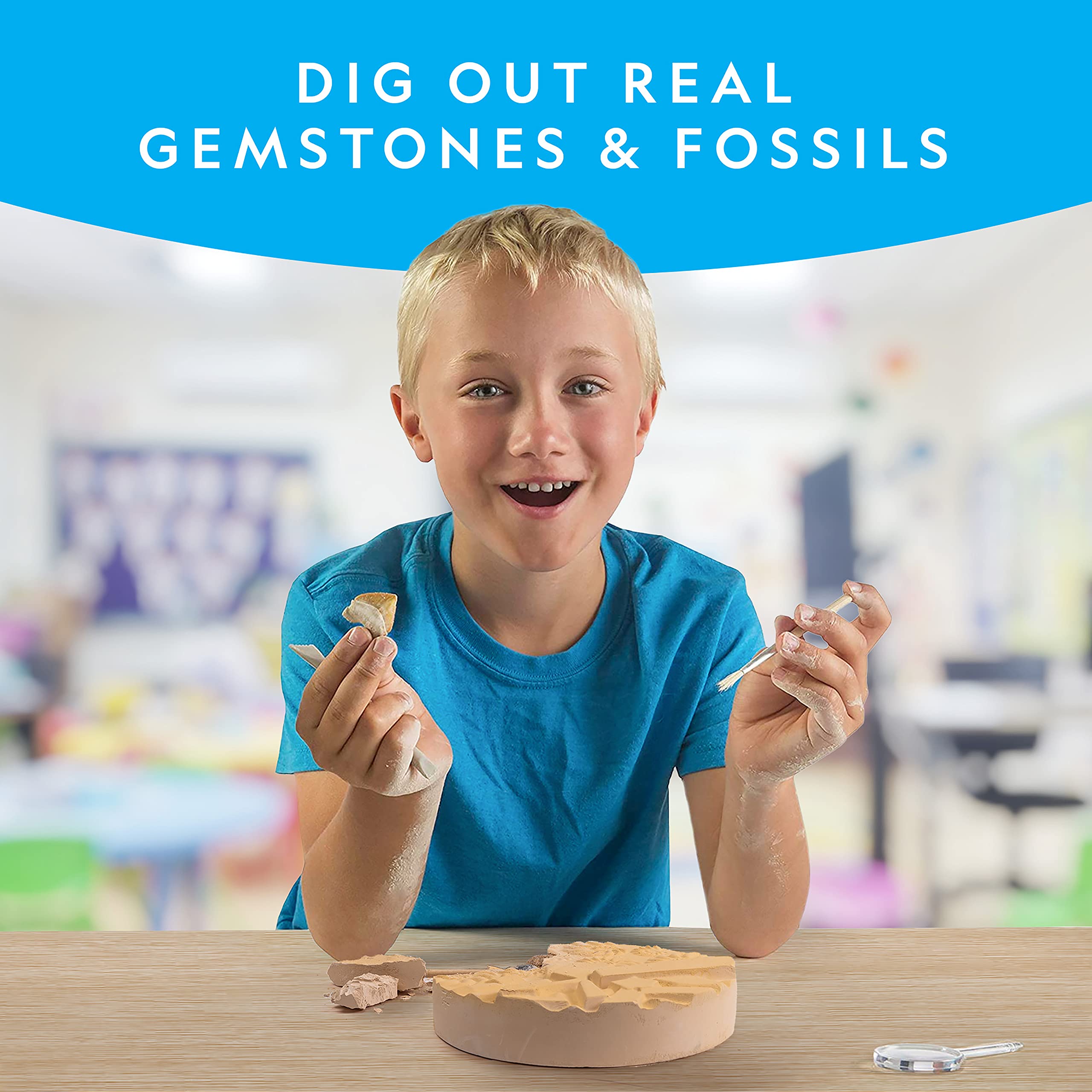 NATIONAL GEOGRAPHIC Mega Fossil and Gemstone Dig Kit - Excavate 20 Real Fossils and Gems, Science Kit for Kids, Rock Digging Excavation Kit, Geology Gifts for Boys and Girls (Amazon Exclusive)