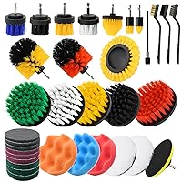 34pcs Drill Brush Attachment Set, Power Scrubber Brush with 1pcs 1/4in Extend Long Attachment, Drill Scrub Brush for Cleaning Showers, Tubs, Bathroom, Tile, Grout, Carpet (34pcs)