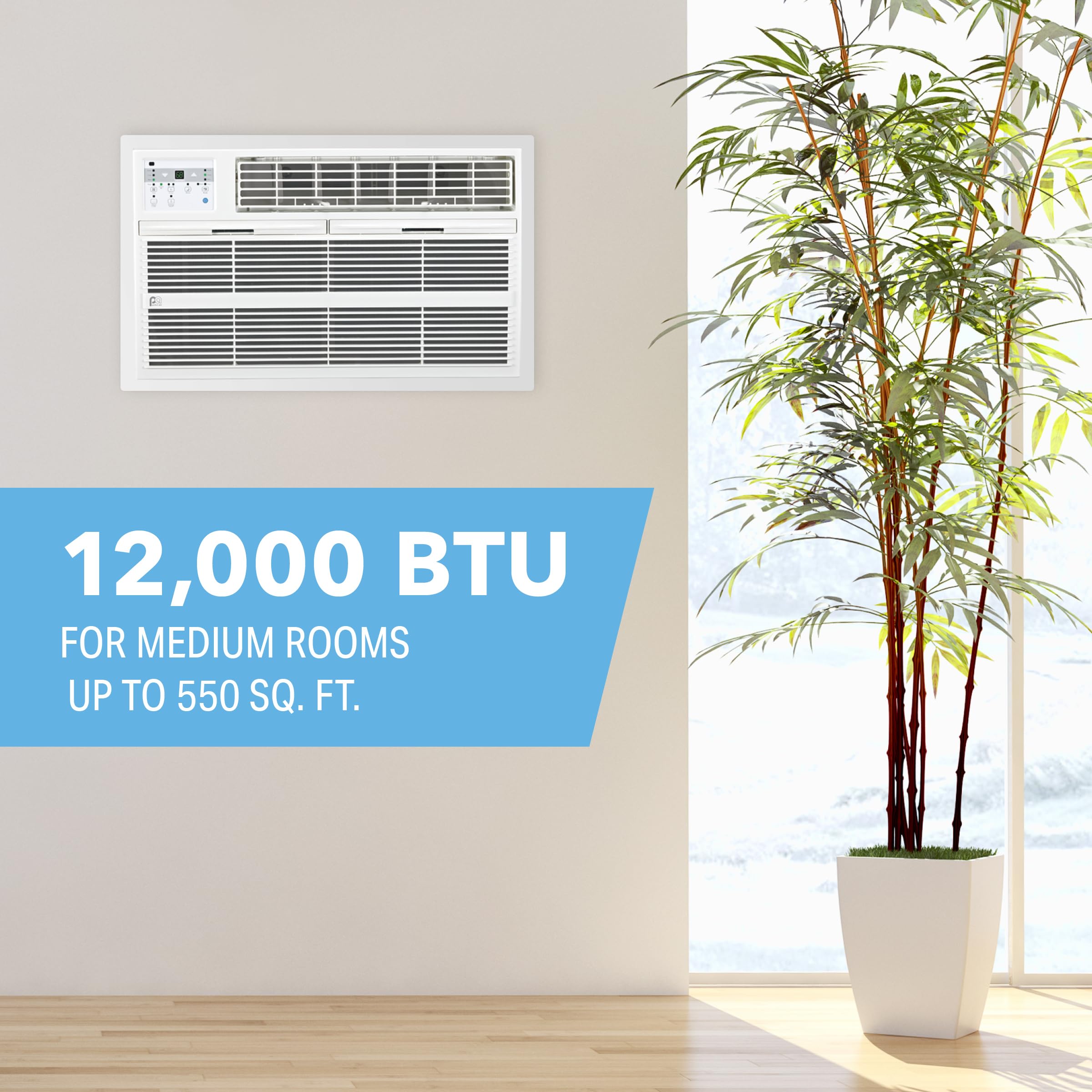 PerfectAire 4PATW12000 12,000 BTU Thru-The-Wall Air Conditioner with Remote Control, EER 10.5, 450-550 Sq. Ft. Coverage