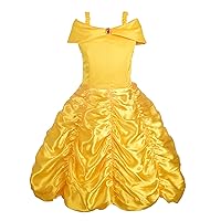Girls' Princess Yellow Gold Ball Gown Birthday Party Fancy Dress Up Halloween Costume Size 3T-12