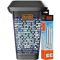 BLACK+DECKER Bug Zapper Indoor- Mosquito Zapper- Mosquito Killer- Fly Zapper 1 Acre Outdoor Coverage for Home, Garden & More, Free Bulb Included