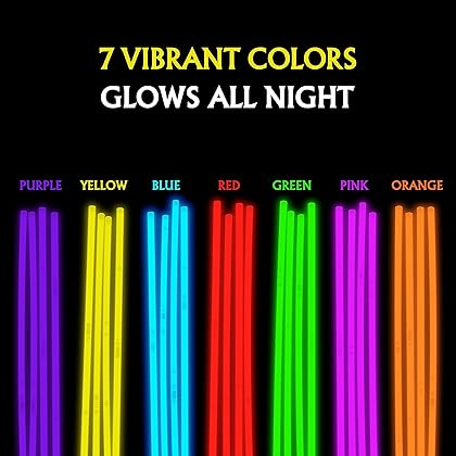 Party On Glow Sticks Bulk Party Supplies. 100 Pack. 8 Inch Glow in the Dark Sticks, Light Up Party Favors. Neon Glow Bracelets and Glow Necklaces with Connectors. Glow Party Decorations