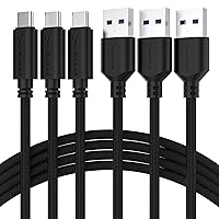 SABRENT [3-Pack 22AWG Premium 6ft USB-C to USB A 3.0 Sync and Charge Cables [Black] (CB-C3X6)