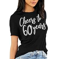 60th Birthday Shirt - Real Crystal Rhinestone Birthday Shirts for Women - Womens Birthday Party Supplies & Gifts