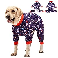 LovinPet Pullover Pitbull Pajama PJS - Lightweight Pullover Pajamas, Full Coverage Dog Pjs,Spacecraft Navy Print, Large Breed Dog Pjs /2XL