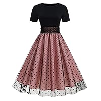Wellwits Women's Mesh Overlay Party Cocktail Formal Vintage Gothic Dress