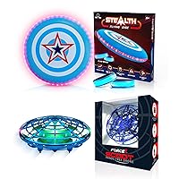 Force1 Scoot Hand Operated Drone AND USA Toyz Stealth LED Flying Disc- (1) Hands Free Motion Sensor Mini Drone and (1) 49 LEDs Glow in The Dark Disk, 2 LED Arm Bands, Ultimate Disc Outdoor Game Set
