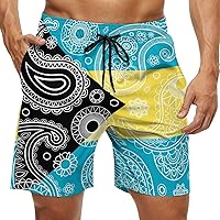 Bahamas Paisley Flag Mens Swim Trunks Quick Dry Beach Shorts Casual Sports Board Shorts Swimwear with Pocket