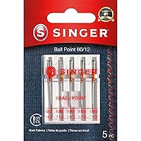 SINGER Ball Point Sewing Machine Needles, Size 80/12-5 Count