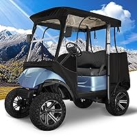 Heavy Duty Golf Cart Enclosure 420D 2 Passenger Fit for Yamaha G14 G16 G22 G29 Drive 2 Golf Cart Transparent Golf Cart Cover Waterproof Windproof Snowproof - Black