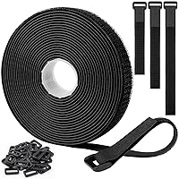2 Rolls 32.2ft Velcro Straps 1 Inch Wide, Adjustable Fastening Hook and  Loop Straps with 50 Metal Buckles, Reusable