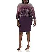 S.L. Fashions Women's Plus Size Cape Dress-Closeout