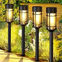 Solar Pathway Lights 8 Pack, Bright Solar Lights Outdoor Waterproof IP65, LED Solar Garden Lights Metal Landscape Lighting for Yard, Lawn, Driveway…