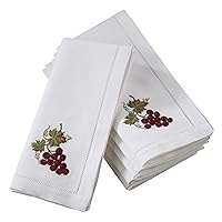 Saro Lifestyle Hemstitch Table Napkin with Embroidered Grape Design (Set of 6)