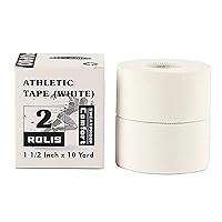 Popbop (2 Pack) White Athletic Sports Tape, Very Strong Adhesive and Hypoallergenic Breathable Cotton Sports Tape for Bats, Tennis and Boxing
