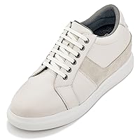 CALTO Men's Invisible Height Increasing Elevator Shoes - Lightweight Leather Lace-up Fashion Sneakers - 3 Inches Taller