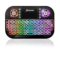 Acoucou Mini Keyboard (Dynamic Backlit), 2.4GHz USB Mini Wireless Keyboard with Touchpad(No Bluetooth), Rechargeable Remote Controller for Smart TV, Android TV Box, HTPC, PC,etc