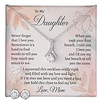 To My Daughter Necklace, 14k White Gold Finish, Comes with Gift Box & Message Card, Featuring Cubic Zirconia - Skin-Friendly, Waterproof, Tarnish Resistant, Adjustable Chain for Perfect Fit