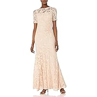 Women's 3/4 Sleeve Lace Gown with Ruch Side